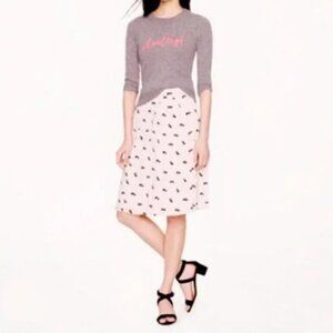 NWT J.Crew Collection Silk Skunk Print Pleated Skirt Pink Size 0